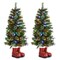 Set of 2 4.5ft Christmas Santa Boots Porch Tree With LED Lights, 9 function w/Foot Pedal